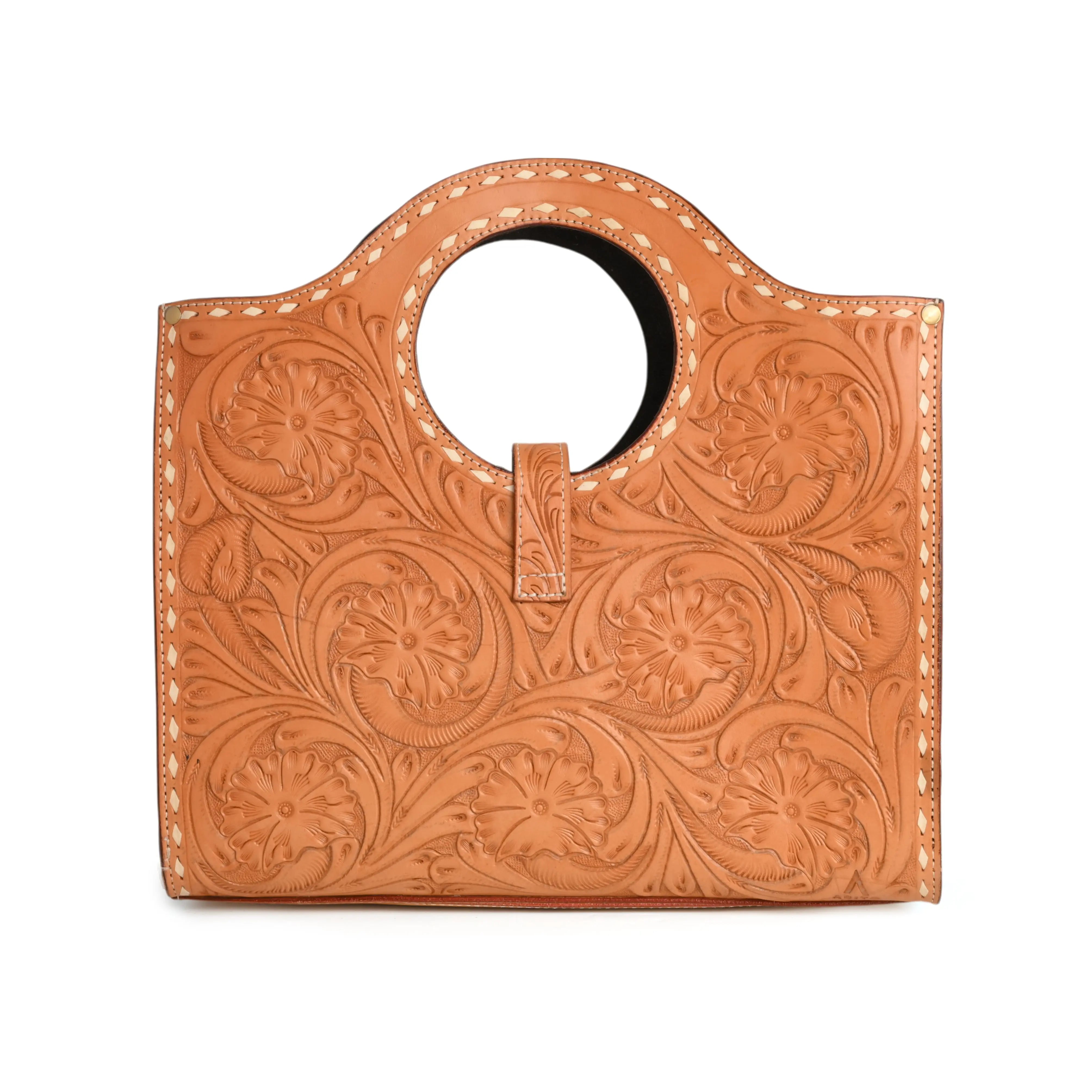 Hand Tooled Handbag Genuine Leather Western Crossbody Handbag - abitoamerica