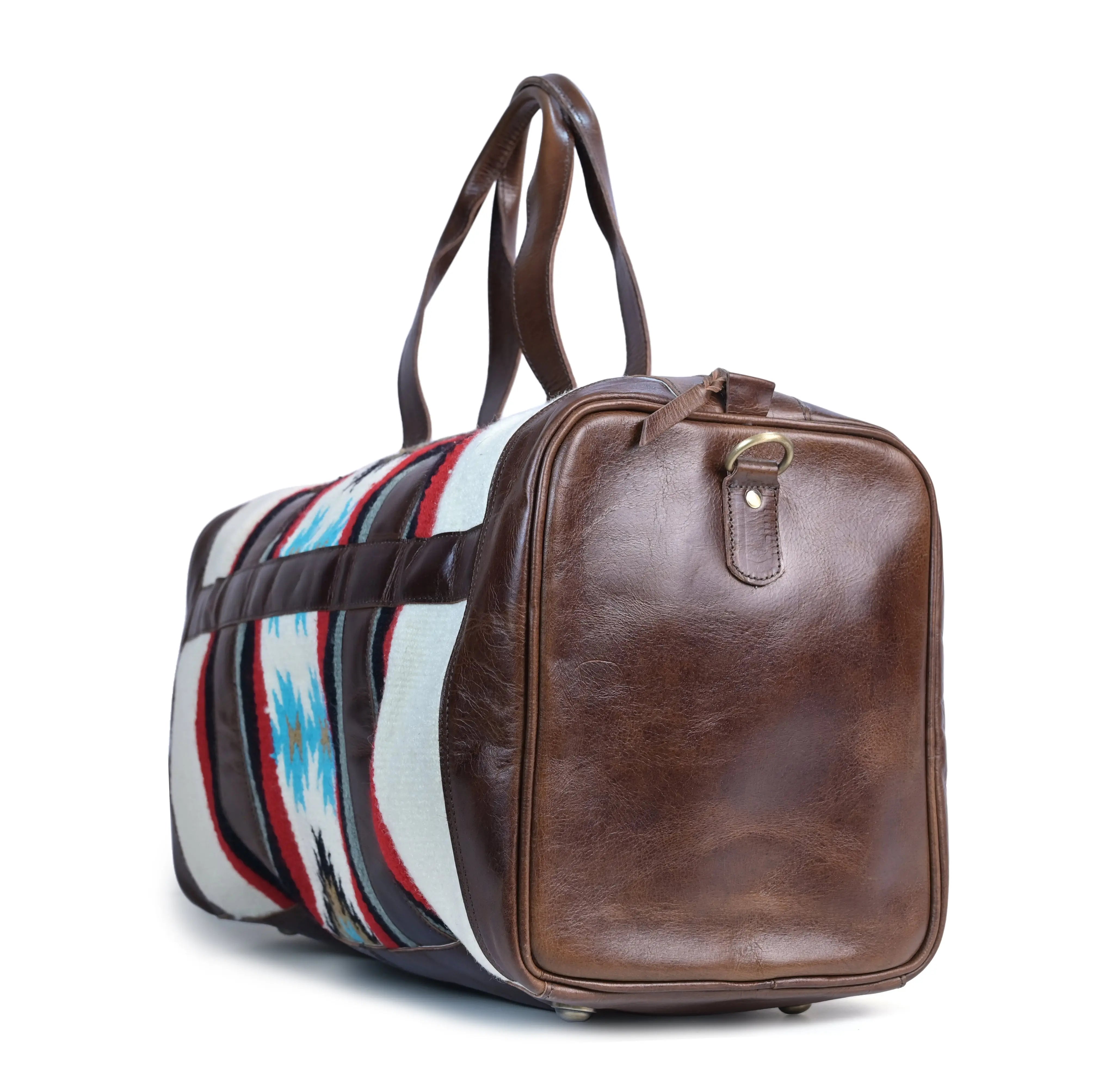 Saddle Blanket Genuine Leather Western Duffle Bag - abitoamerica