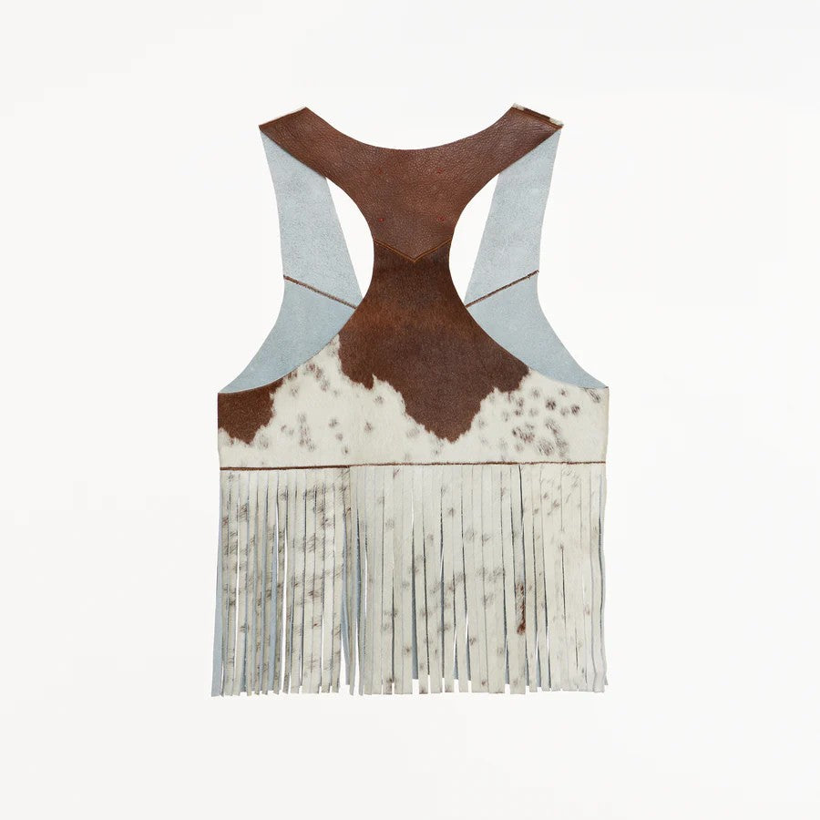 Barcelona Cowhide Buckskin Vest with Fringes