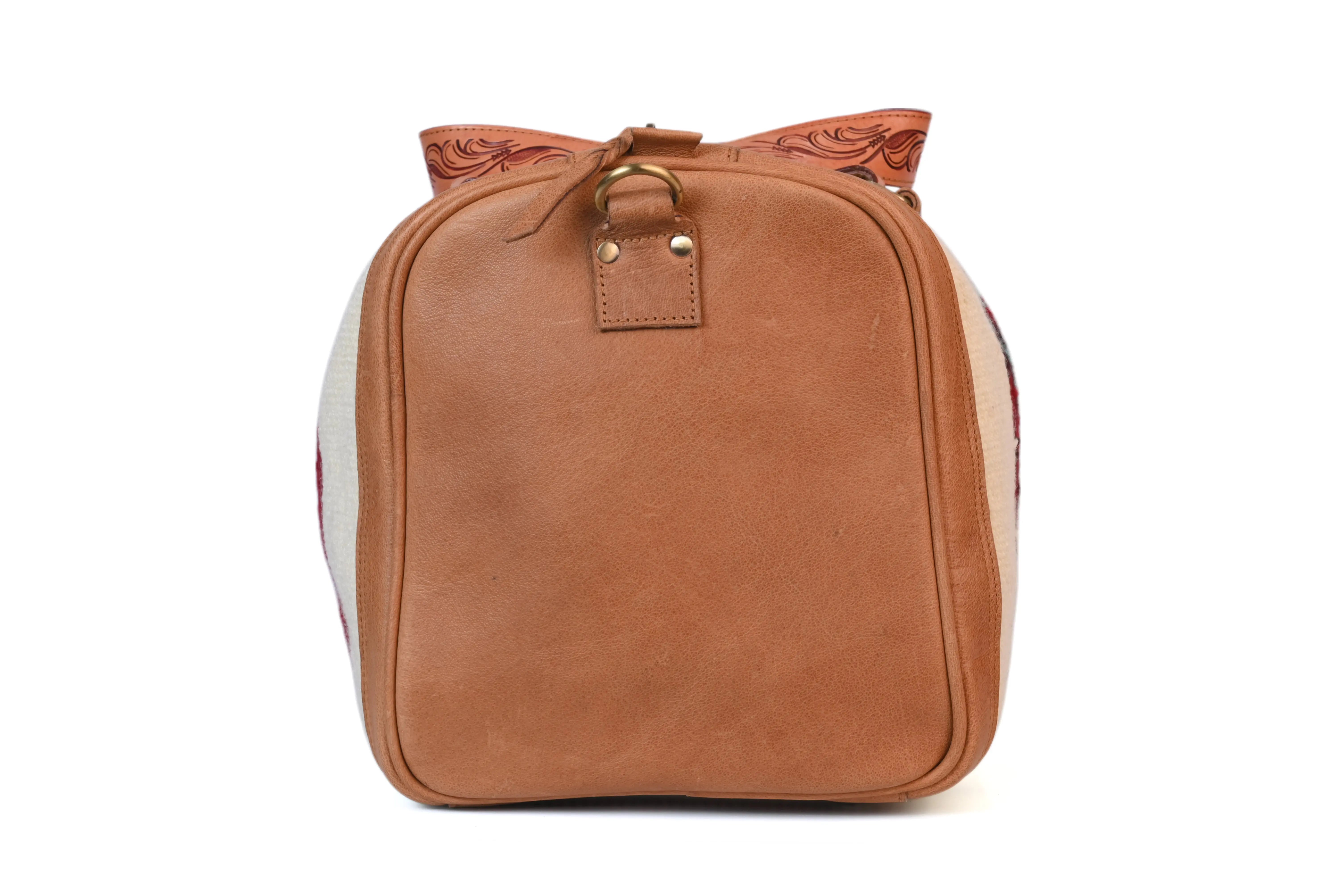 Saddle Blanket Hand tooled Genuine Leather Western Duffel Bag - abitoamerica