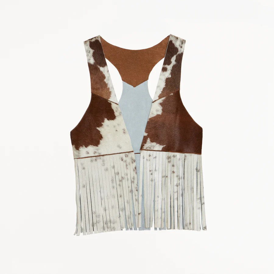 Barcelona Cowhide Buckskin Vest with Fringes