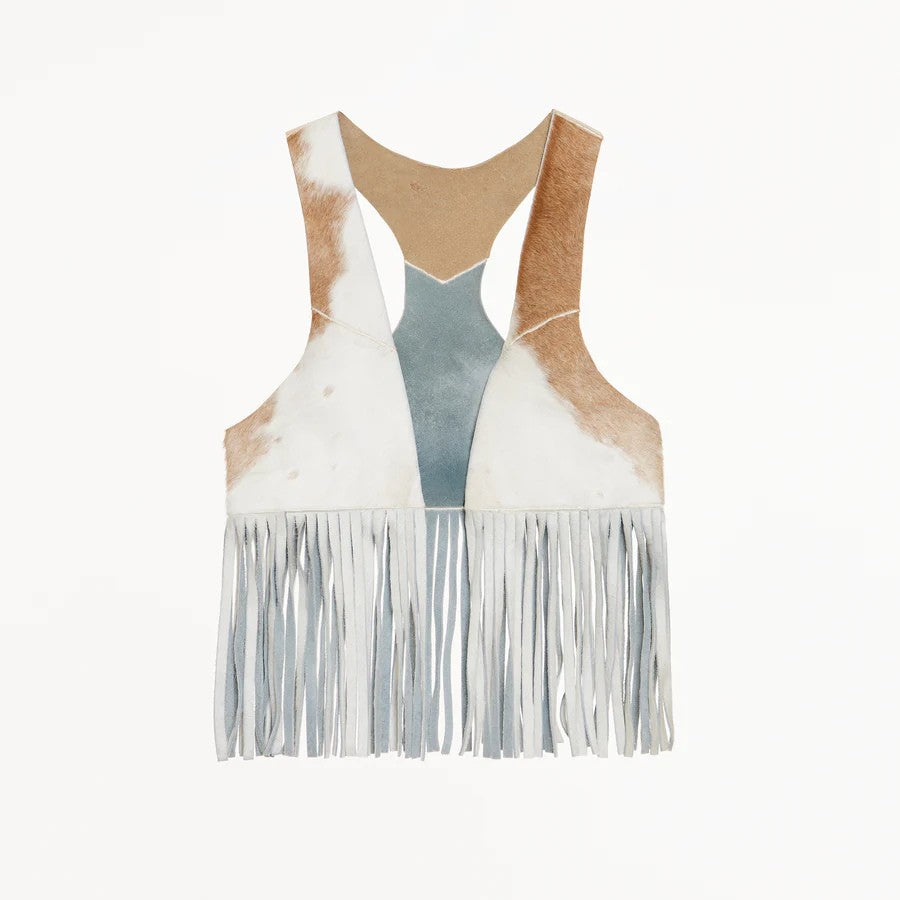 Barcelona Cowhide Buckskin Vest with Fringes