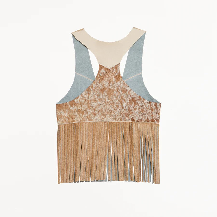 Barcelona Cowhide Buckskin Vest with Fringes