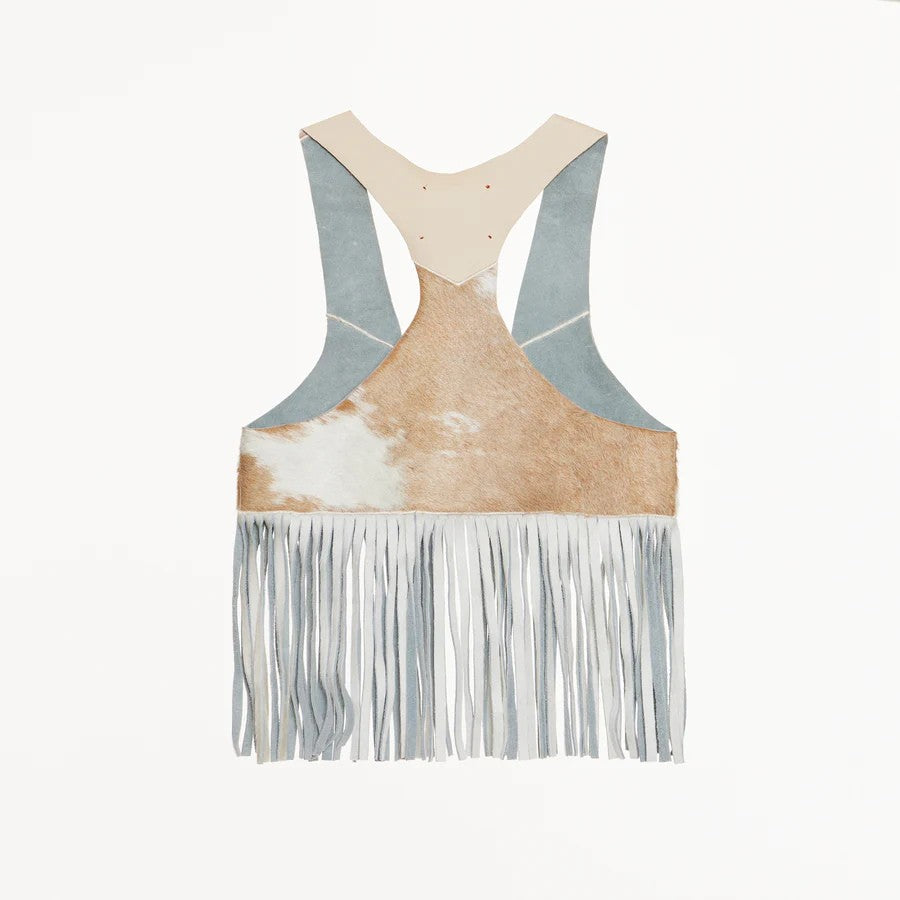 Barcelona Cowhide Buckskin Vest with Fringes