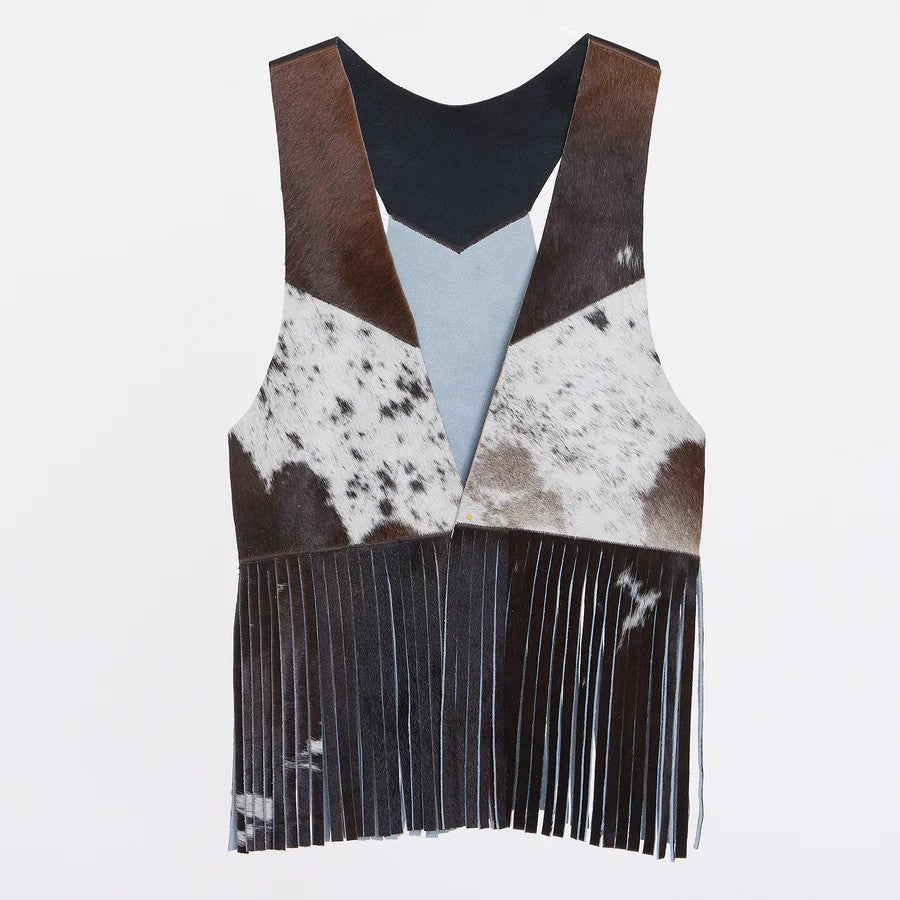 Barcelona Cowhide Buckskin Vest with Fringes
