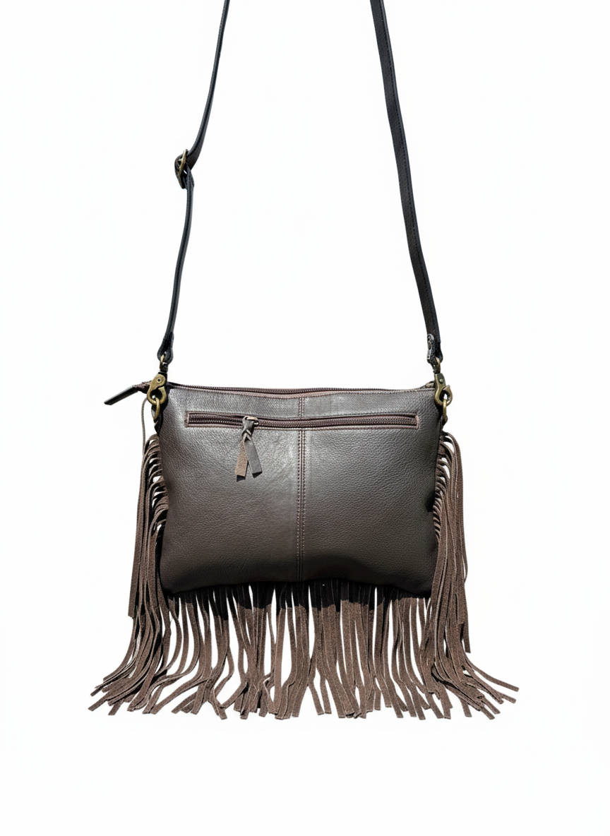 Genuine Western Cowhide Leather Crossbody Purse and Clutch with Dark Sunflower painted.